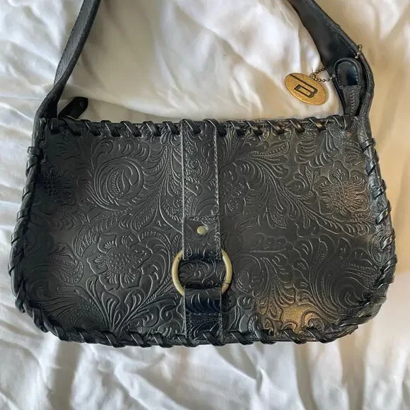 Vintage 90s Bongo black western boho shoulder bag - Picture 2 of 7